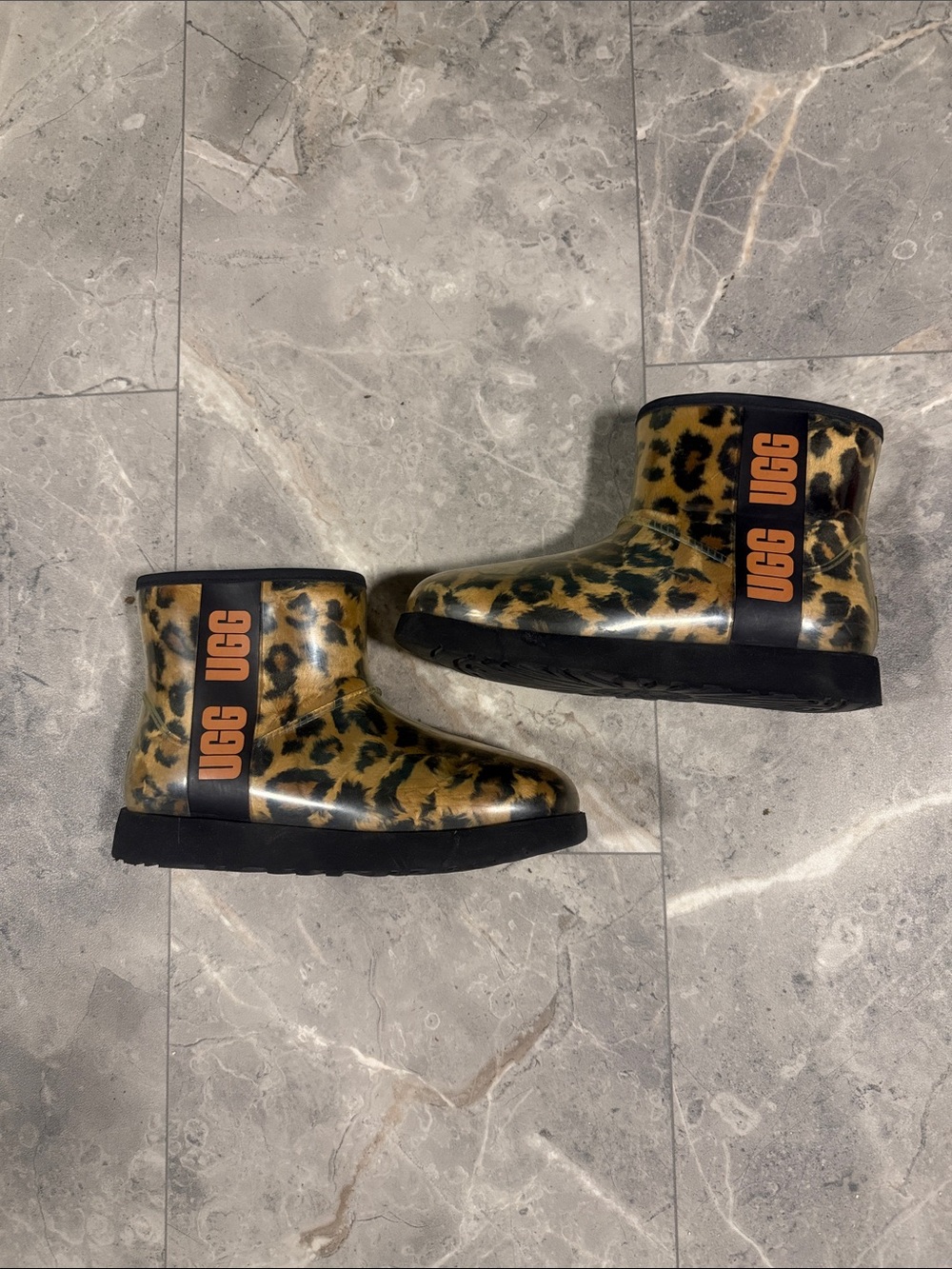 UGG Leopard Print Ankle Waterproof Boots in Brown and Black